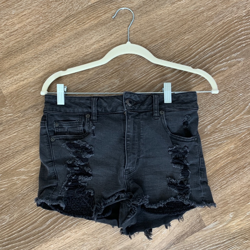 Black ripped American eagle jean shorts